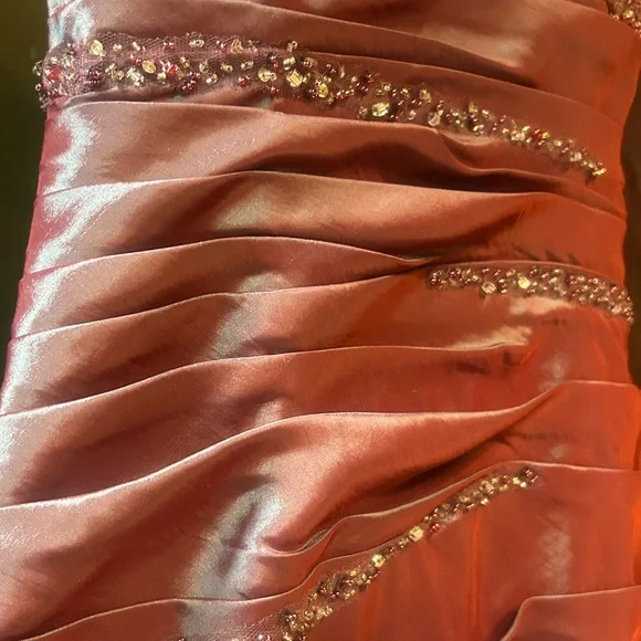 xcite y2k purple silver iridescent beaded prom dress maxi fluted bow pink - Picture 9 of 13